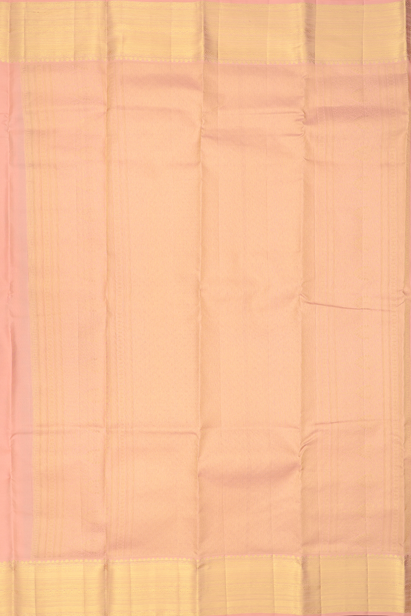 Kanchipuram Silk Saree In Blush Orange With Zari Motifs