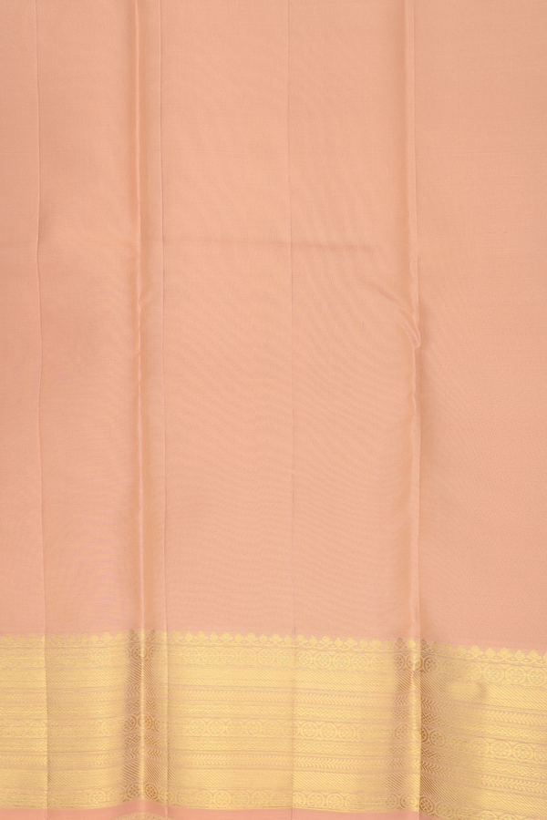 Kanchipuram Silk Saree In Blush Orange With Zari Motifs
