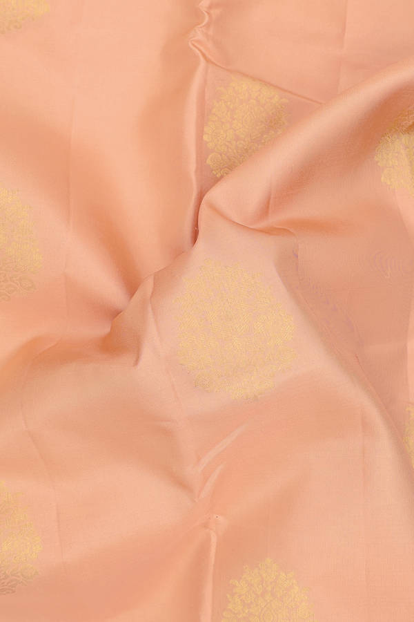 Kanchipuram Silk Saree In Blush Orange With Zari Motifs