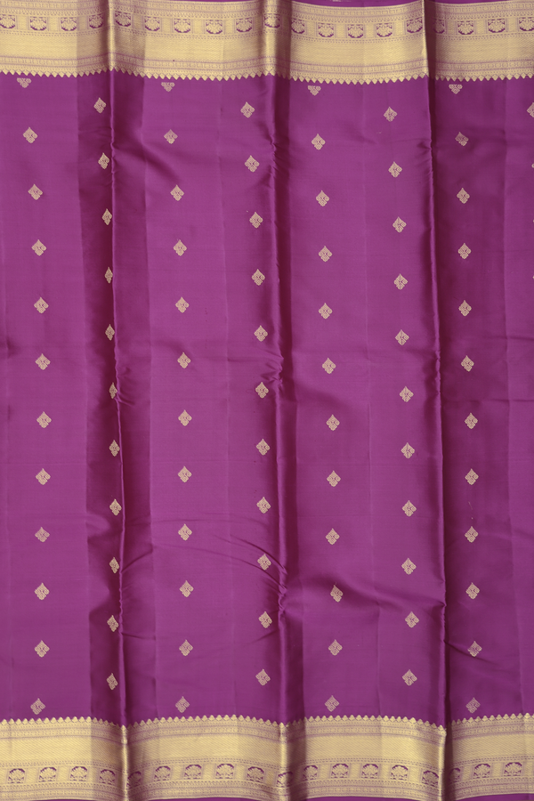 Kanchipuram Silk Saree In Purple With Zari Buttas