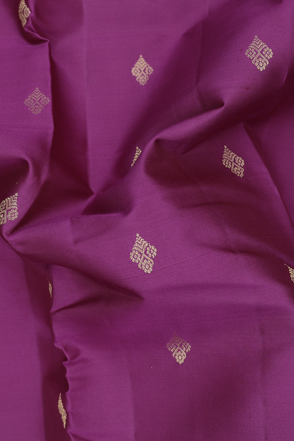 Kanchipuram Silk Saree In Purple With Zari Buttas