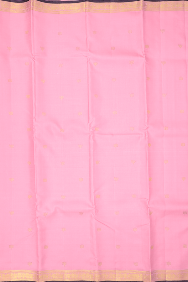 Kanchipuram Silk Saree In Pink With Floral Buttas