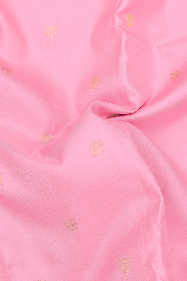 Kanchipuram Silk Saree In Pink With Floral Buttas