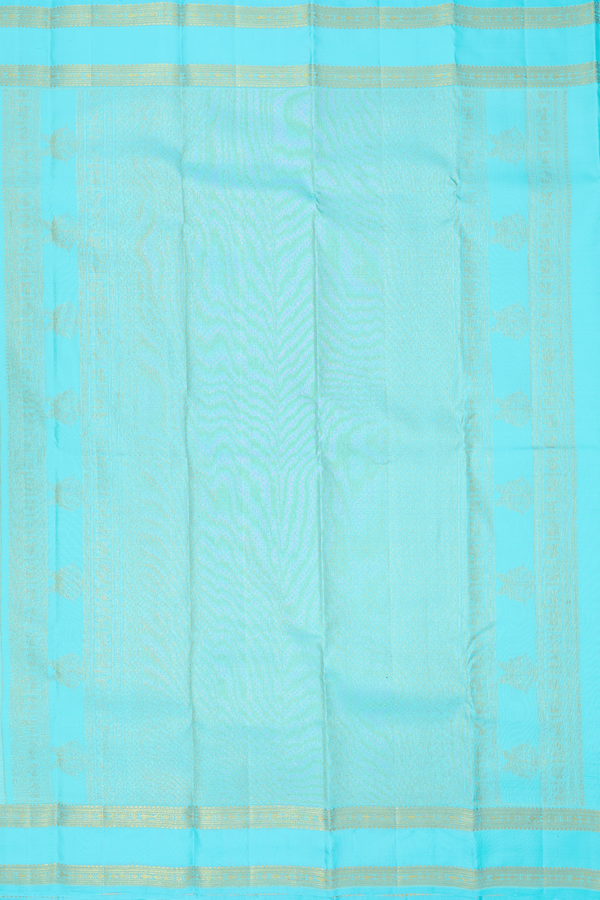 Kanchipuram Silk Saree In Blue With Iruthalai Pakshi Buttas