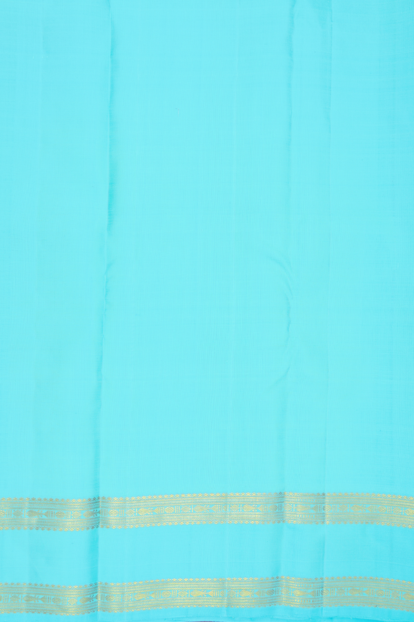Kanchipuram Silk Saree In Blue With Iruthalai Pakshi Buttas