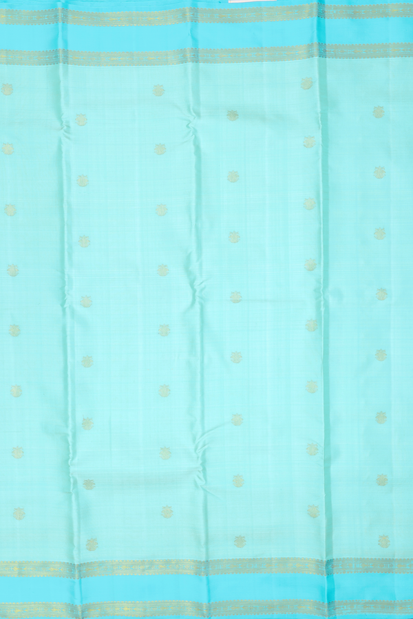 Kanchipuram Silk Saree In Blue With Iruthalai Pakshi Buttas