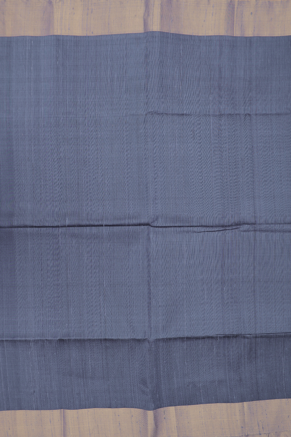 Raw Silk Saree In Pigeon Blue With Bavanchi Border