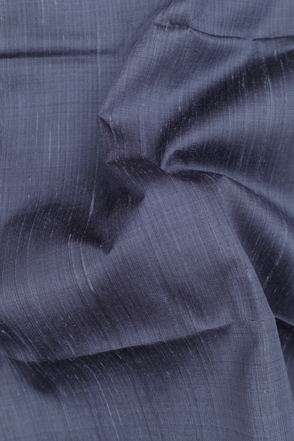 Raw Silk Saree In Pigeon Blue With Bavanchi Border