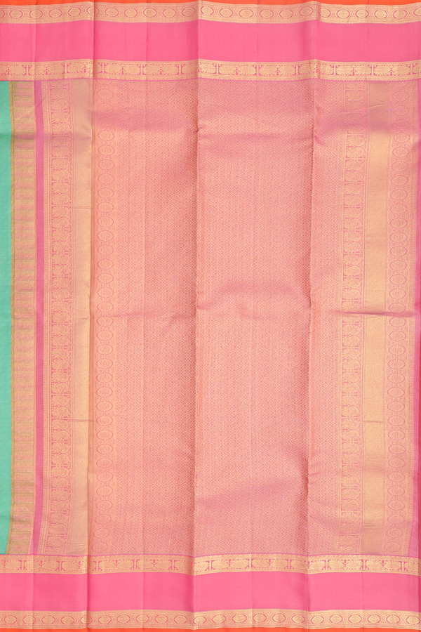 Kanchipuram Silk Saree In Green Along Stripes With Buttas