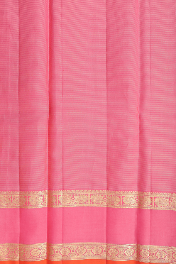 Kanchipuram Silk Saree In Green Along Stripes With Buttas