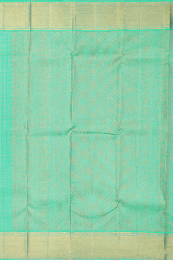 Kanchipuram Silk Saree In Aqua Green With Checks Design