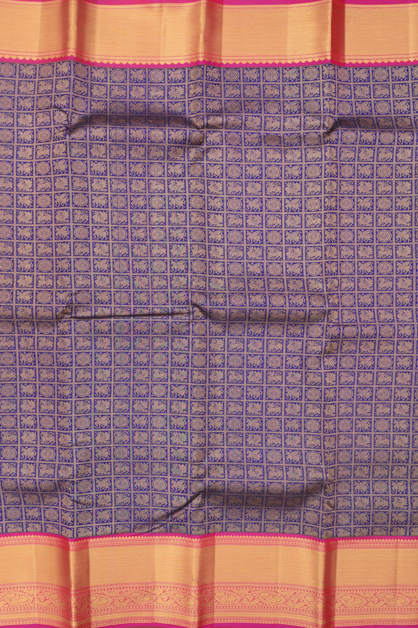 Kanchipuram Silk Saree In Royal Blue With Brocade Design