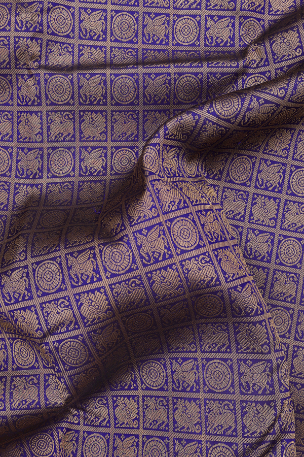 Kanchipuram Silk Saree In Royal Blue With Brocade Design
