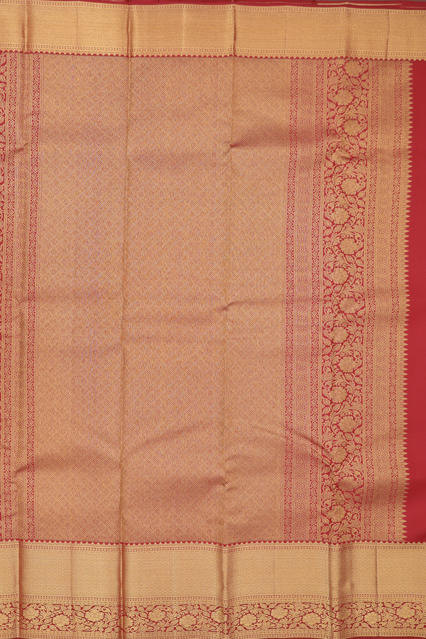 Kanchipuram Silk Saree In Crimson Red Brocade Design