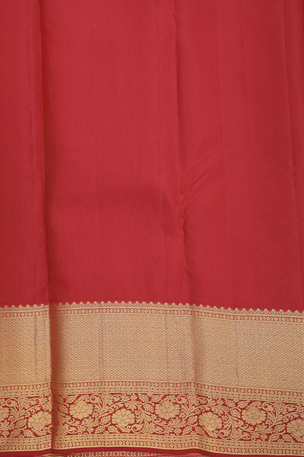 Kanchipuram Silk Saree In Crimson Red Brocade Design