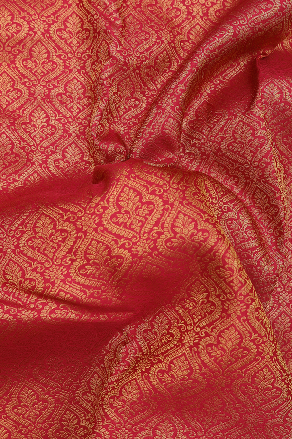 Kanchipuram Silk Saree In Crimson Red Brocade Design