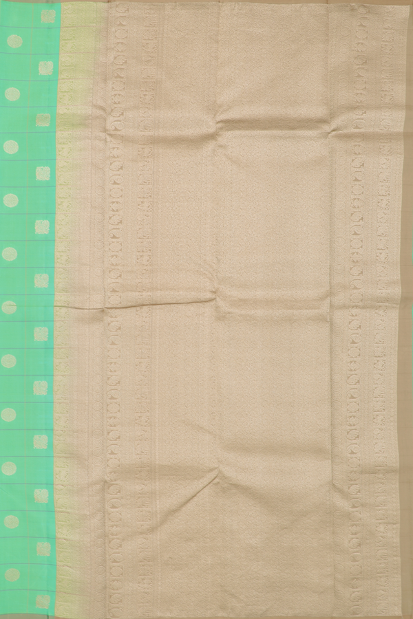 Kanchipuram Silk Saree In Seafoam Green With Checks Design