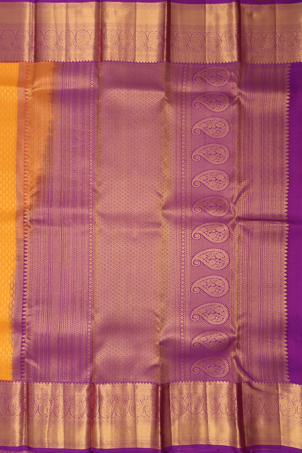 Kanchipuram Silk Saree In Honey Orange With Brocade Design
