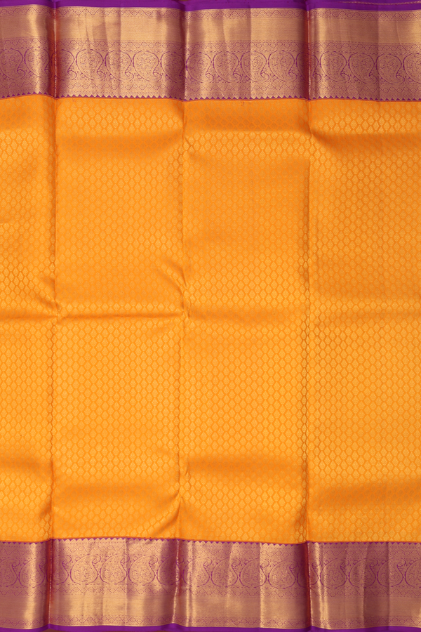 Kanchipuram Silk Saree In Honey Orange With Brocade Design