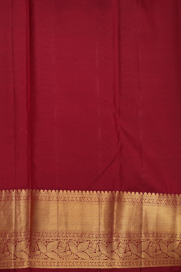 Kanchipuram Silk Saree In Saffron Yellow With Brocade Design