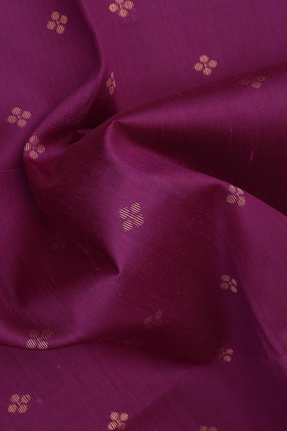 Raw Silk Saree In Plum Purple With Floral Zari Buttas