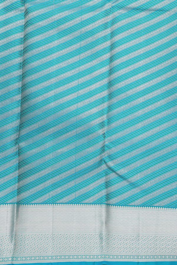 Kanchipuram Silk Saree In Blue With Floral Design