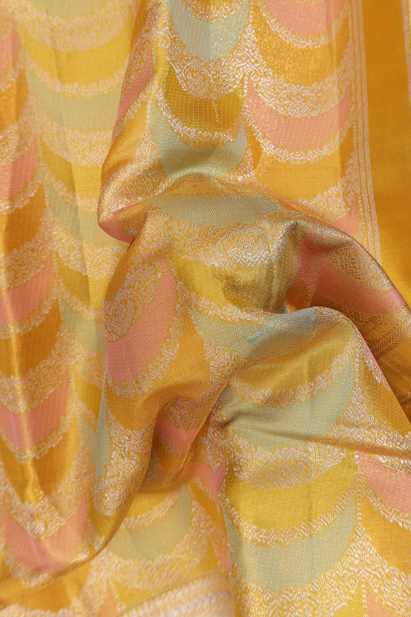 Kanchipuram Silk Saree In Royal Yellow With Brocade Design