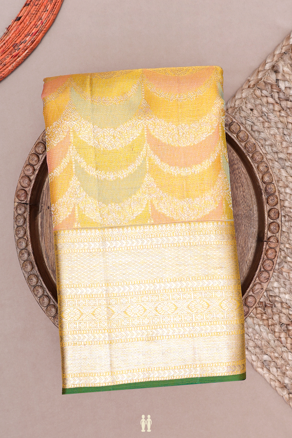 Kanchipuram Silk Saree In Royal Yellow With Brocade Design