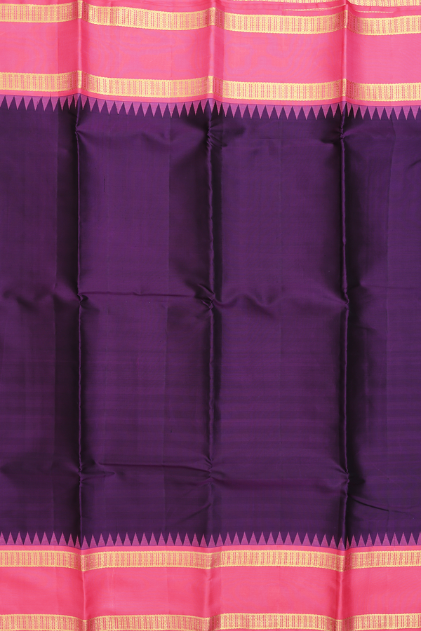 Kanchipuram Silk Saree Dark Purple With Rettai Pettu Border