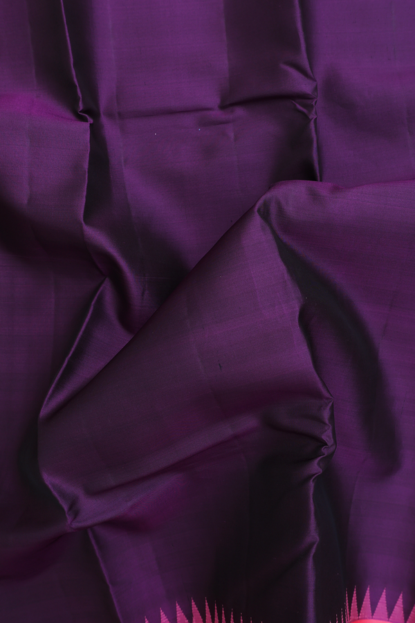 Kanchipuram Silk Saree Dark Purple With Rettai Pettu Border