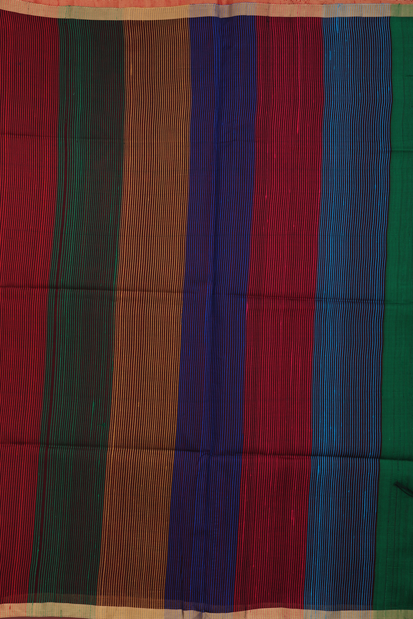 Raw Silk Saree In Plain Forest Green With Bavanchi Border