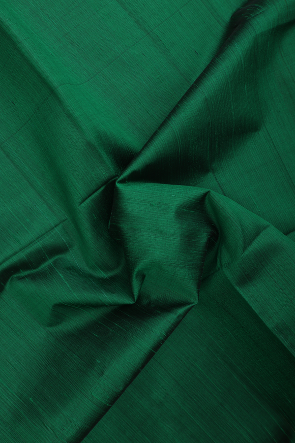 Raw Silk Saree In Plain Forest Green With Bavanchi Border