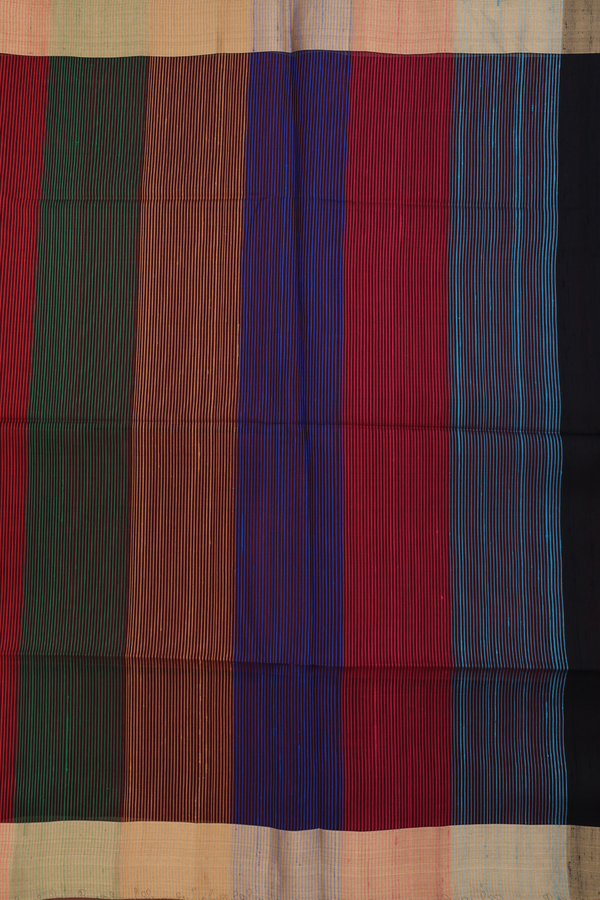 Raw Silk Saree In Plain Black With Bavanchi Border