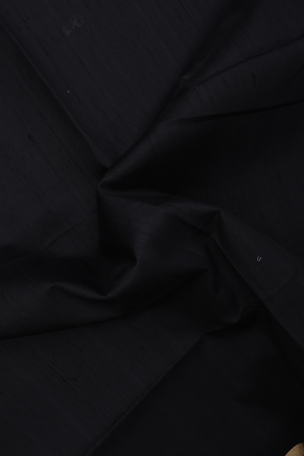Raw Silk Saree In Plain Black With Bavanchi Border