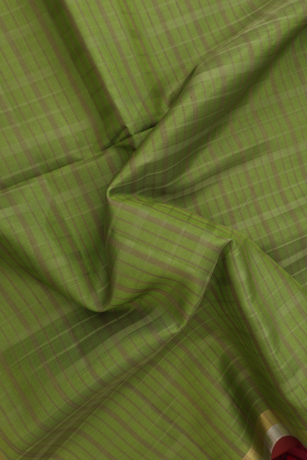Raw Silk Saree In Fern Green With Checks Design