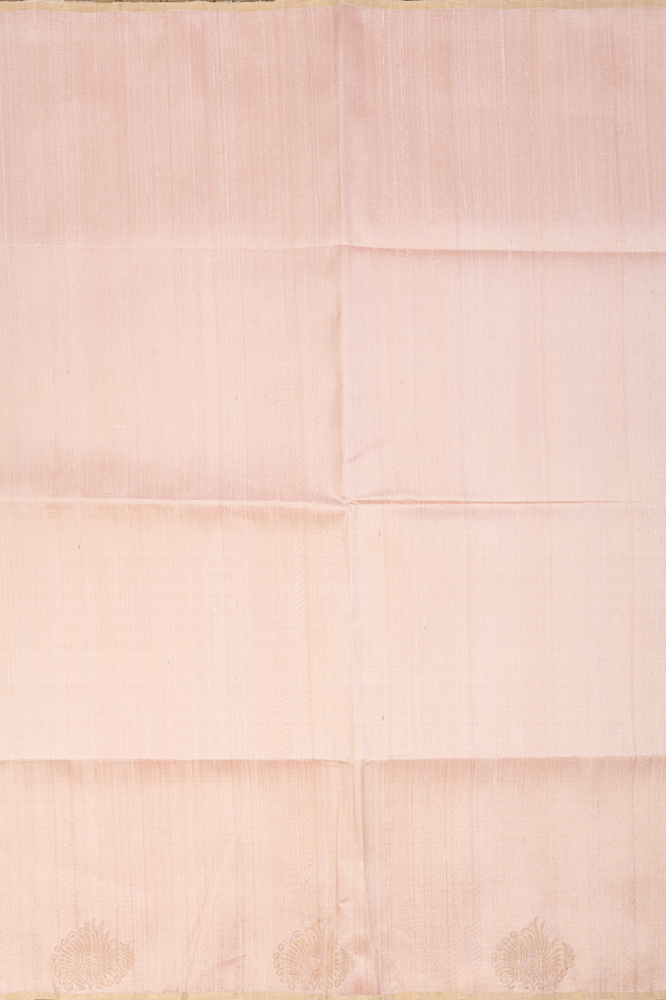 Raw Silk Saree In Ivory With Zari Border