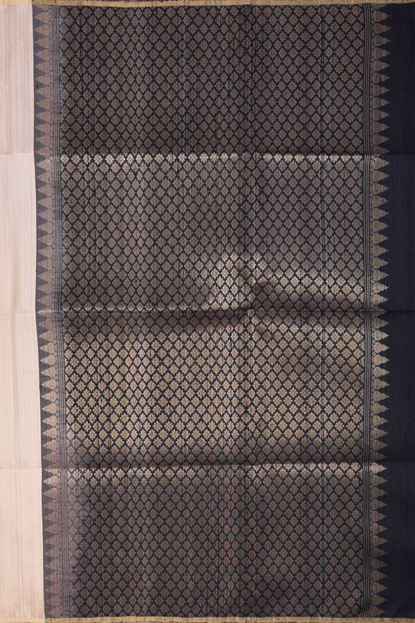 Raw Silk Saree In Ivory With Zari Border