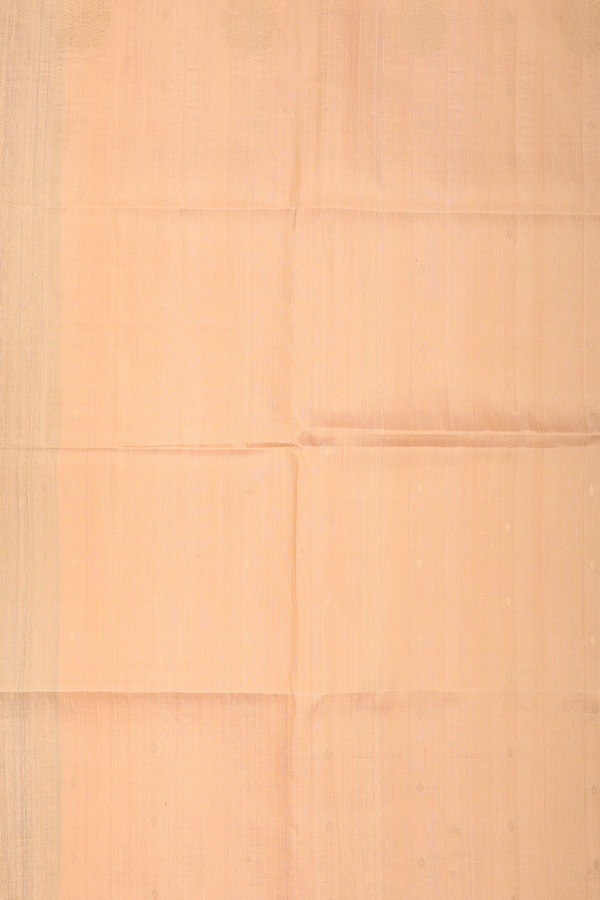 Raw Silk Saree In Blush Orange With Floral Buttis
