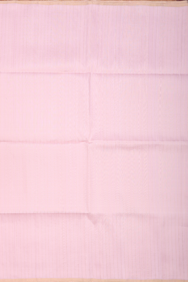 Raw Silk Saree In Pastel Pink With Zari Stripes Design