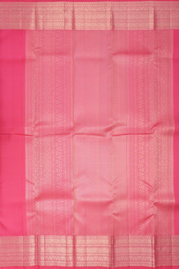 Kanchipuram Silk Saree In Pink With Zari Buttas