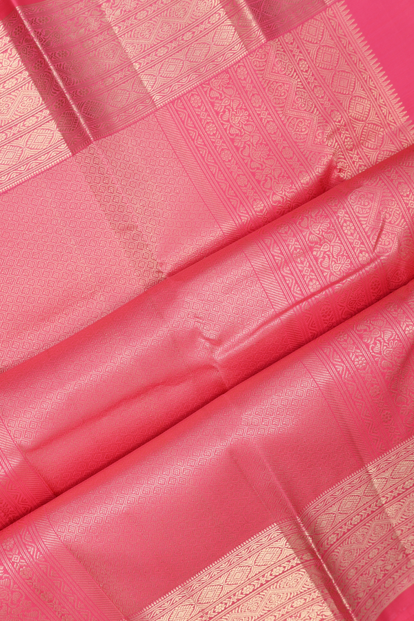Kanchipuram Silk Saree In Pink With Zari Buttas