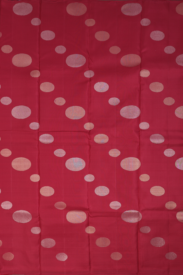 Kanchipuram Silk Saree In Crimson Red With Zari Buttas