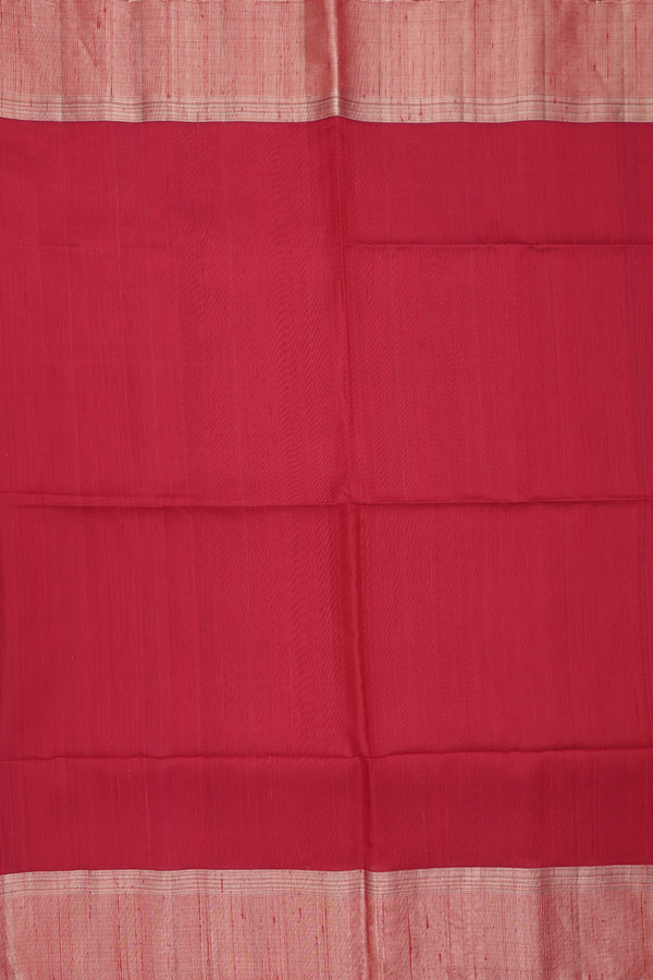Raw Silk Saree In Reddish Pink With Zari Border