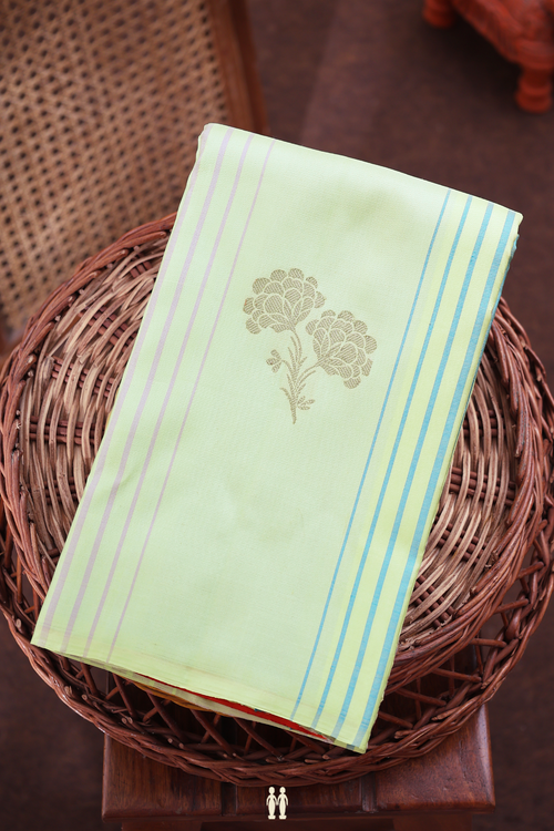 Kanchipuram Silk Saree In Multicolor With Stripes Design