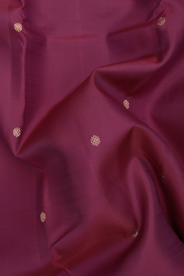 Kanchipuram Silk Saree In Plum Purple With Floral Buttas
