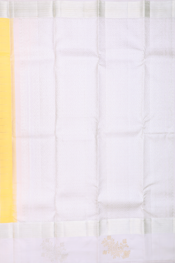 Kanchipuram Silk Saree In Cream Orange With Checks Design