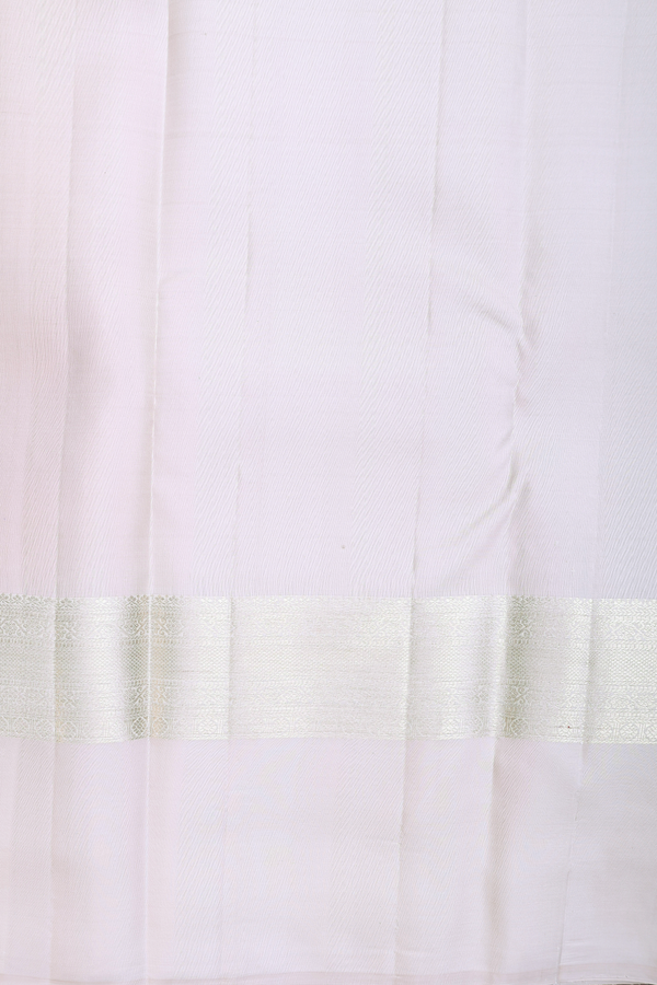 Kanchipuram Silk Saree In Cream Orange With Checks Design