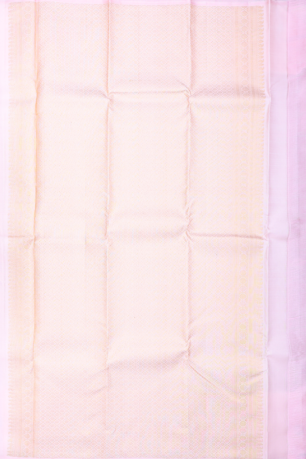 Kanchipuram Silk Saree In Pastel Brown With Checks Design