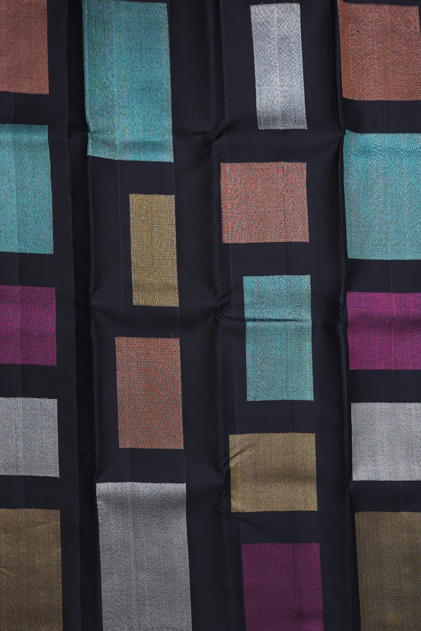 Kanchipuram Silk Saree In Black With Allover Design