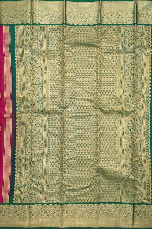 Kanchipuram Silk Saree In Hibiscus Red With Jacquard Pattern